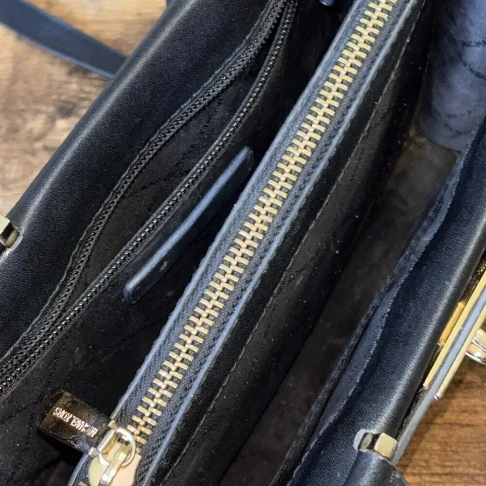 MK Michael Kors Tatiana Satchel purse bag crossbody black leather